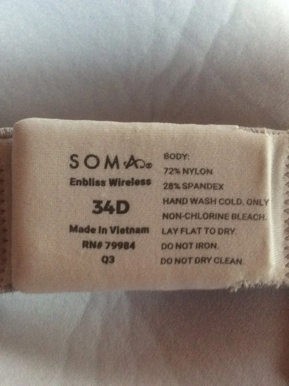 Soma Blurred Graphite Gray Enbliss Wireless Bra Size 34D - Picture 3 of 3